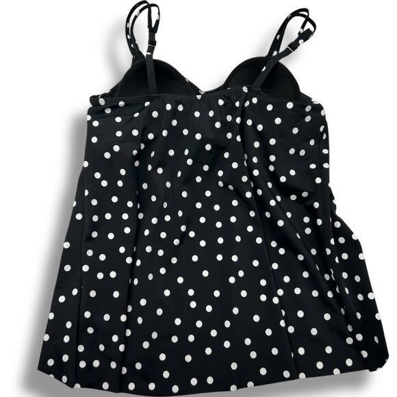 NEW Macy's Mix & Match Tankini Swimsuit Size 12 Black White Polka Dot High Waist - Picture 3 of 11